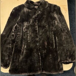 Vintage 1950’s Franklin’s Seattle mouton Fur Swing Coat Black Shearling